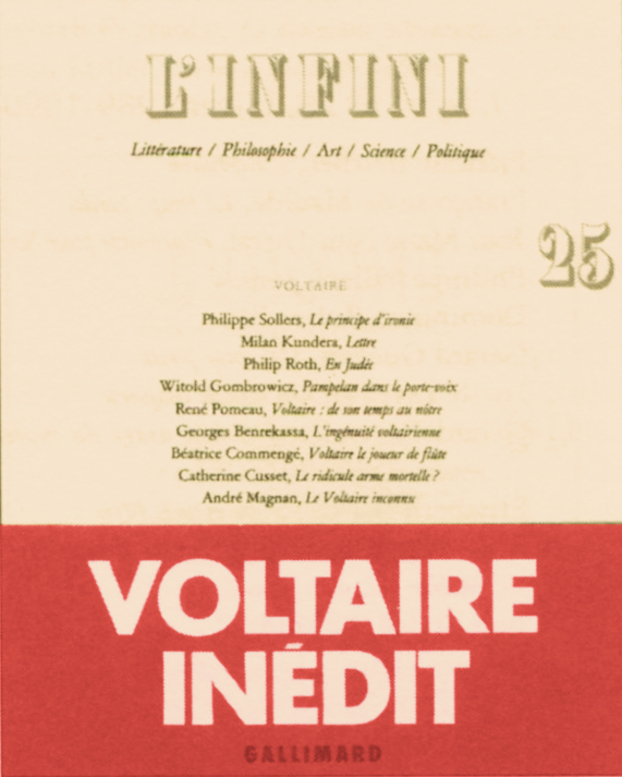 Philippe Sollers, L'Infini n°25 Voltaire