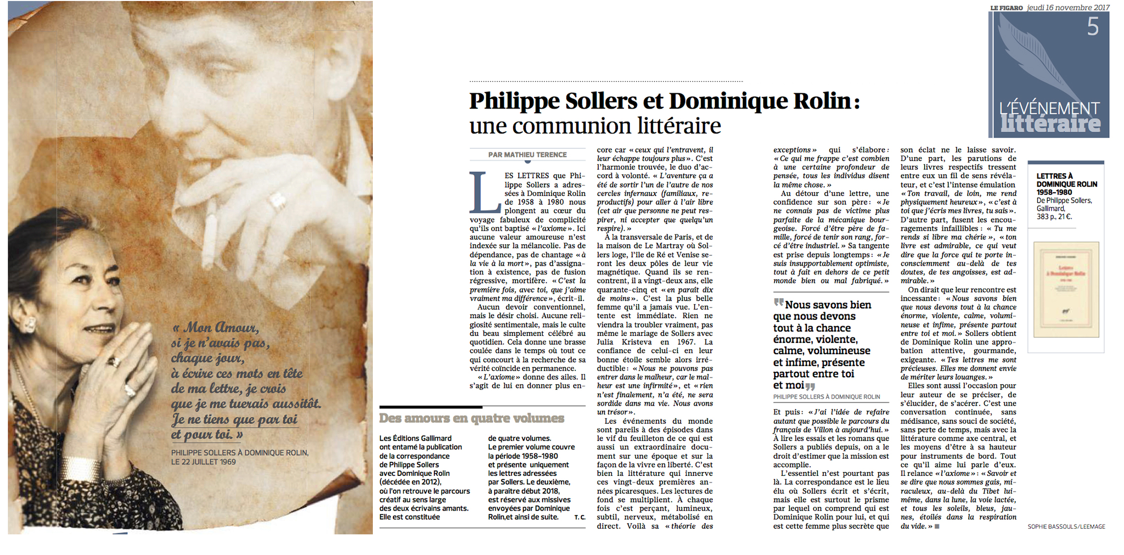   Philippe Sollers et Dominique Rolin : une communion littéraire 