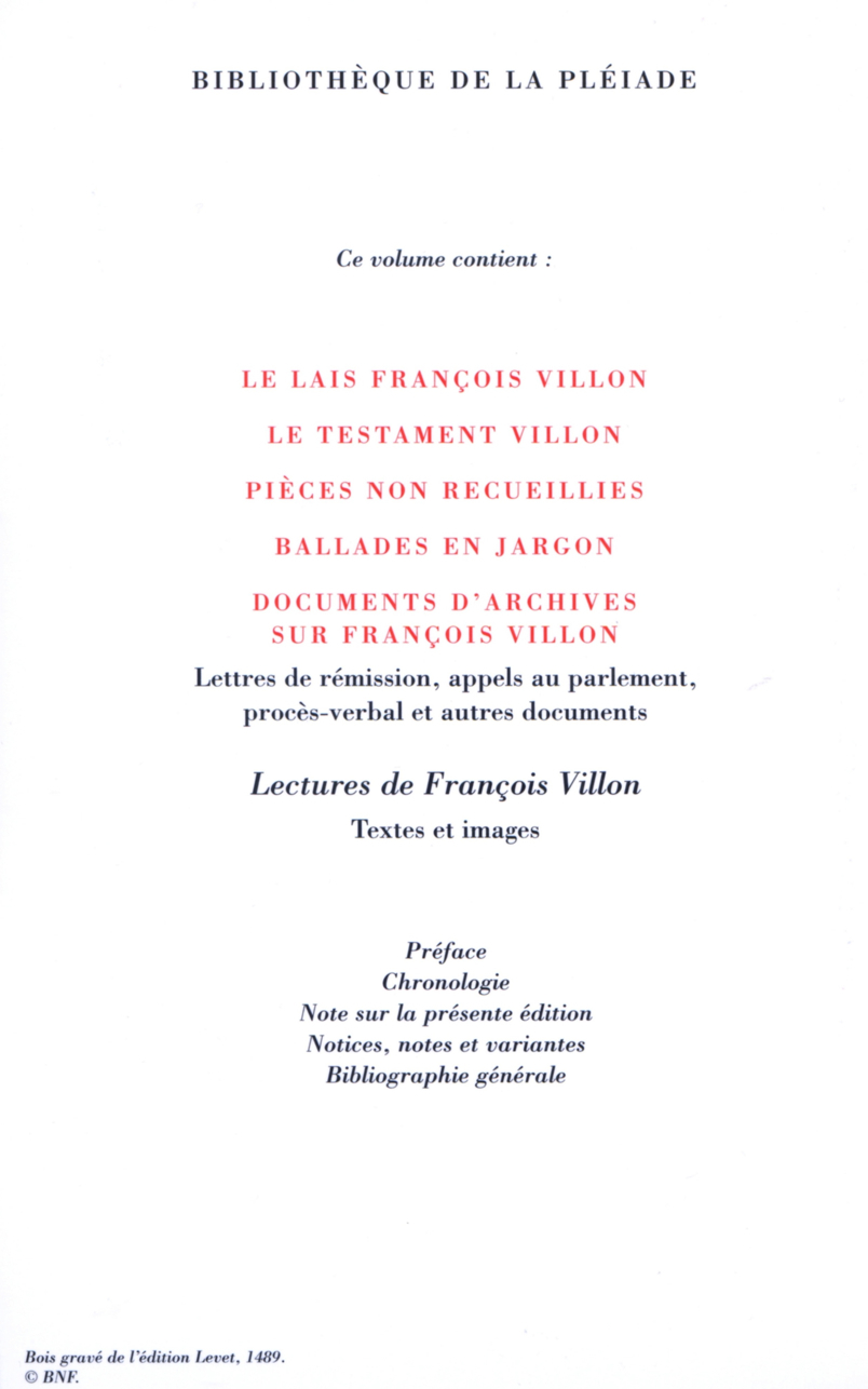 François Villon, la pléiade