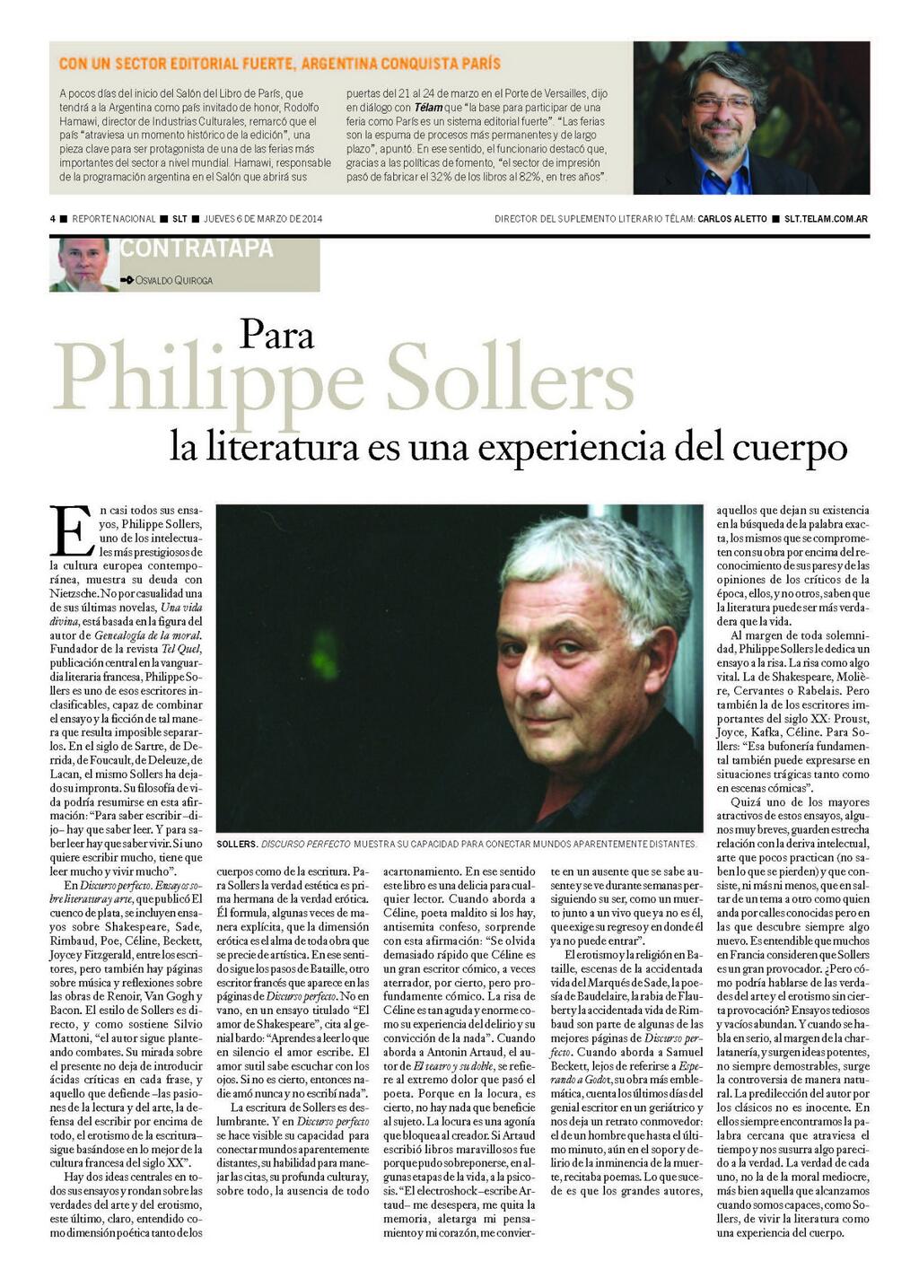 Philippe Sollers discurso perfecto