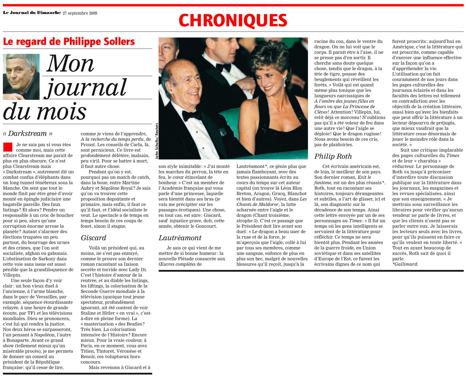 Sollers Journal du mois