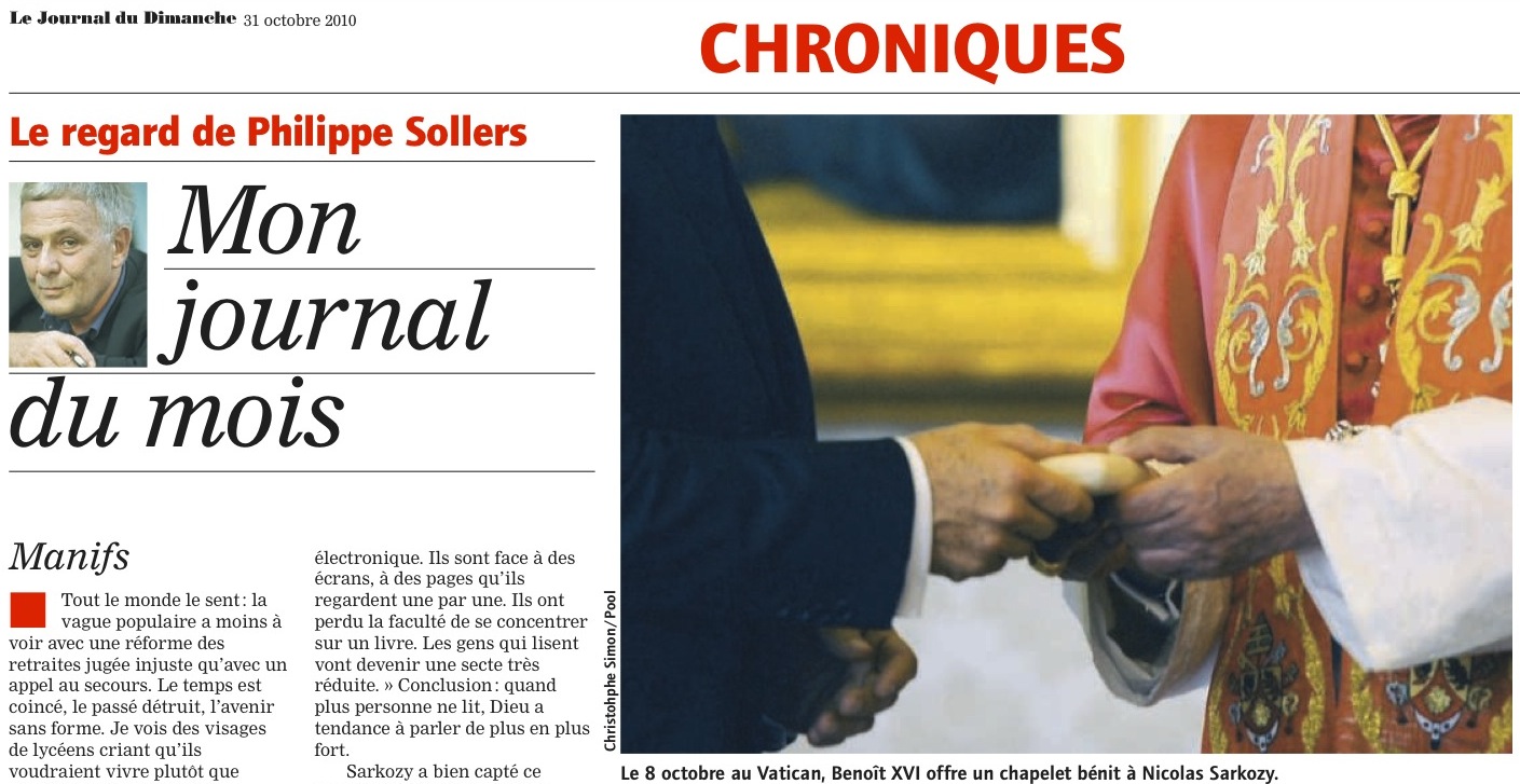 Sollers Le journal du mois