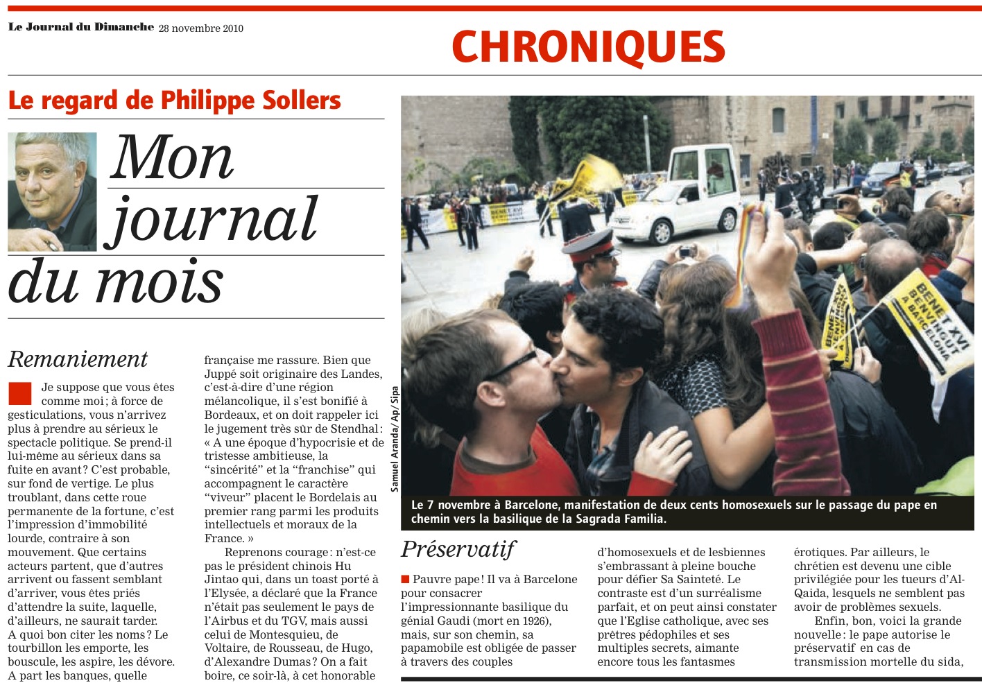 Sollers Le journal du mois