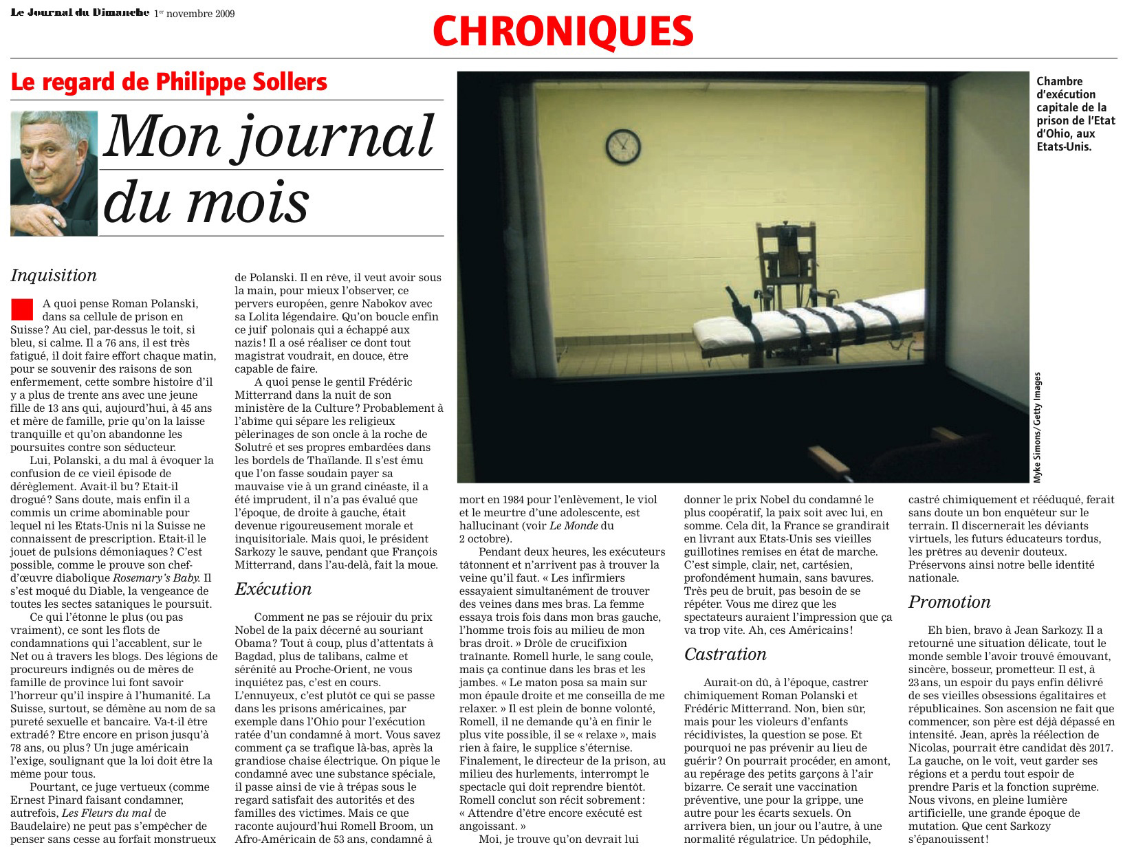 Sollers Journal du mois