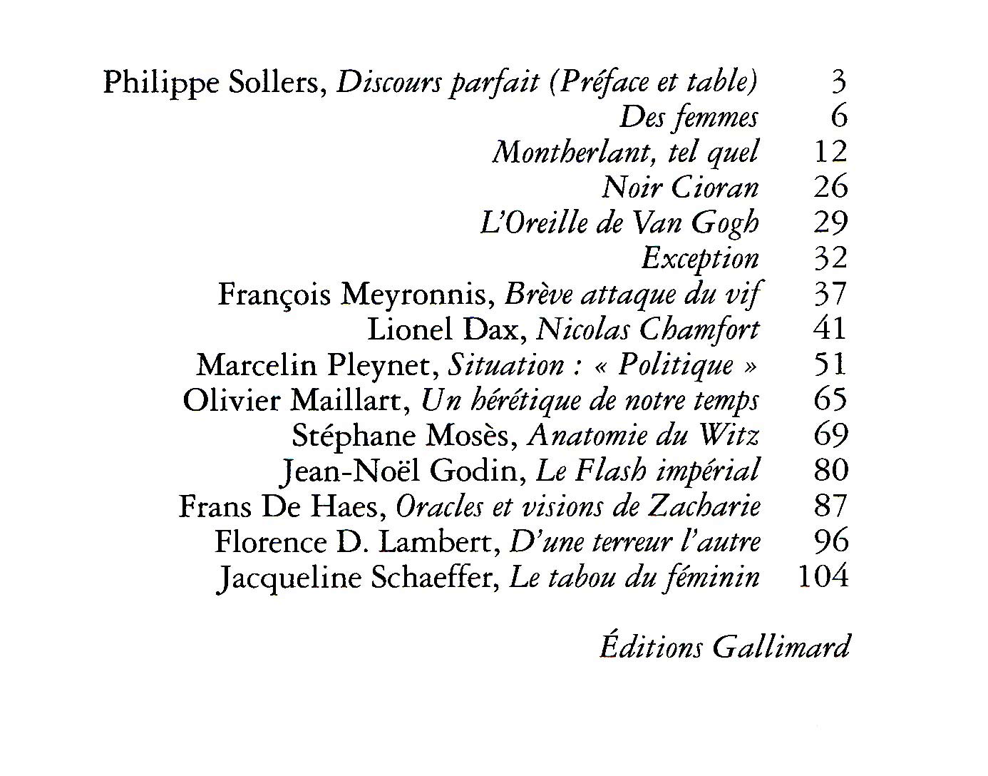 Sommaire L'Infini 108